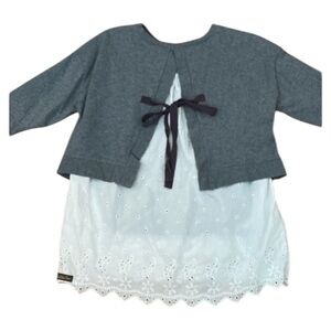 Matilda Jane In the Clouds Gray Eyelet Top Brilliant Daydream Size Small